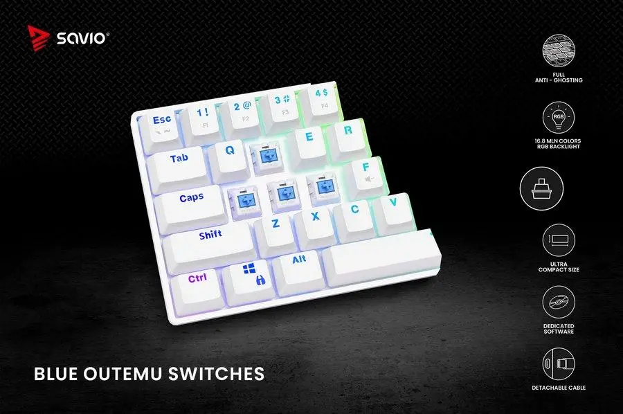 Klawiatura mechaniczna Savio Whiteout Outemu Blue Biały
