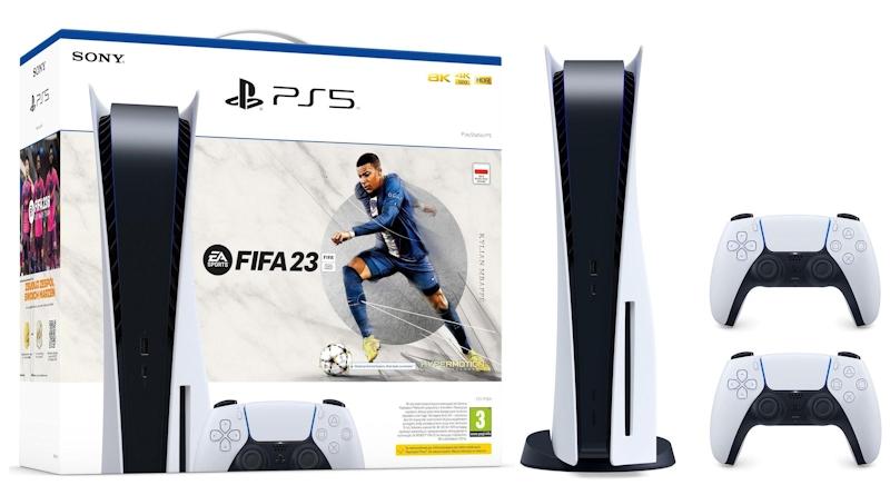 Konsola Sony PlayStation 5 (PS5) z napędem + dodatkowy pad (biały) + FIFA 23