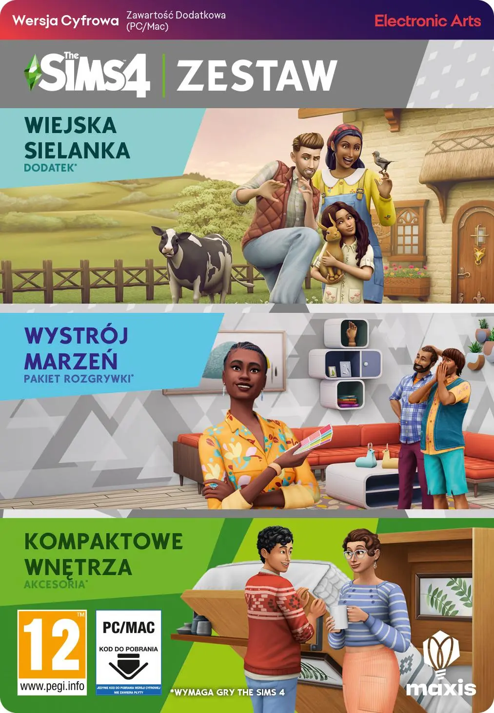 The Sims 4 Zestaw 2 (Wielska Sielanka, Wystrój Marzeń, Kompaktowe Wnętrza) [kod aktywacyjny] PC