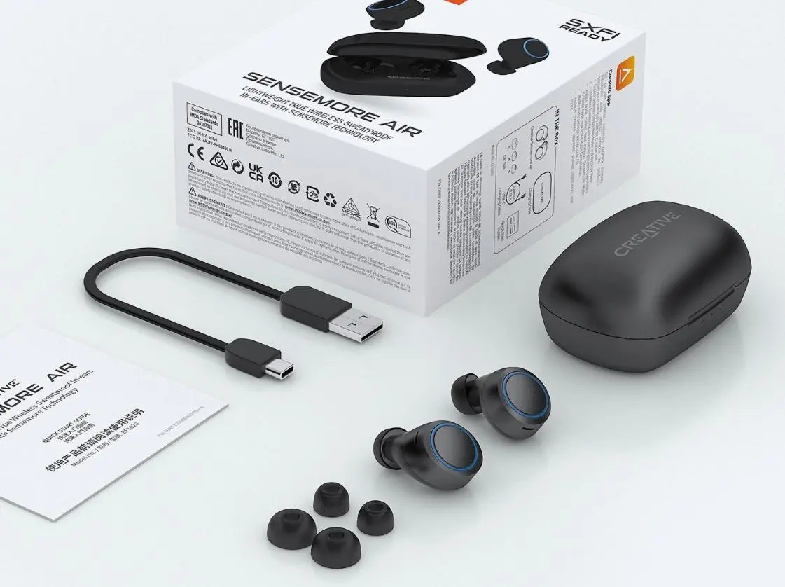 Słuchawki bezprzewodowe Creative Sensemore Air Dokanałowe Bluetooth 5.2 Czarny