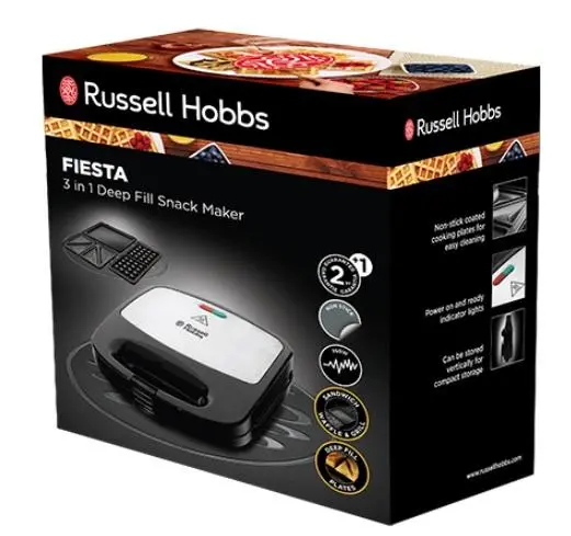 Opiekacz Russell Hobbs Fiesta 3w1 24540-56 Trójkąty Gofry Grill 750W