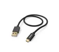 Hama Fabric USB-A do microUSB Czarny