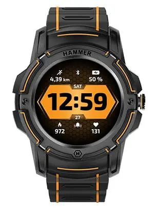Smartwatch myPhone Hammer Watch PLUS 60mm GPS Czarno-pomarańczowy