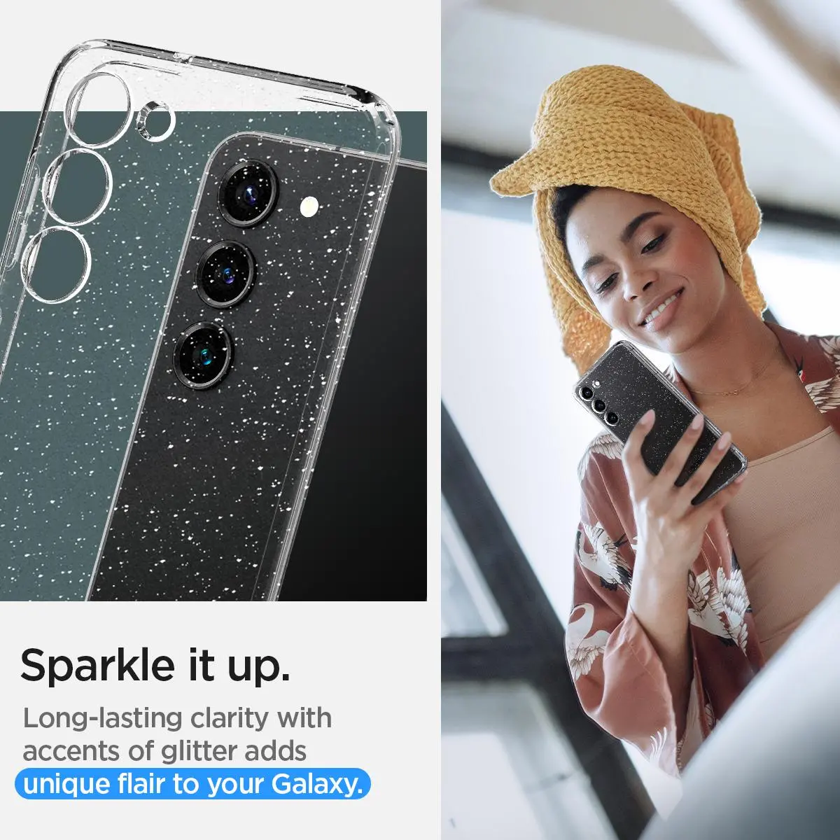 Etui Spigen Liquid Crystal Glitter do Samsung Galaxy S23 Przeźroczysty
