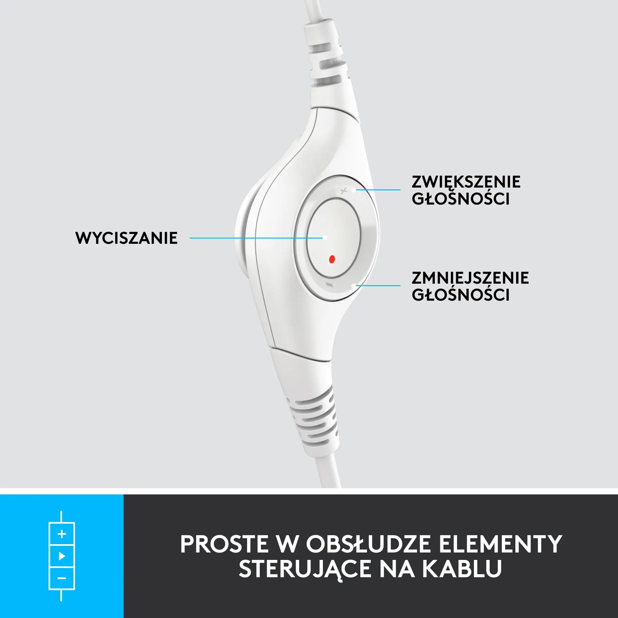 Słuchawki przewodowe z mikrofonem Logitech H390 Nauszne Biały