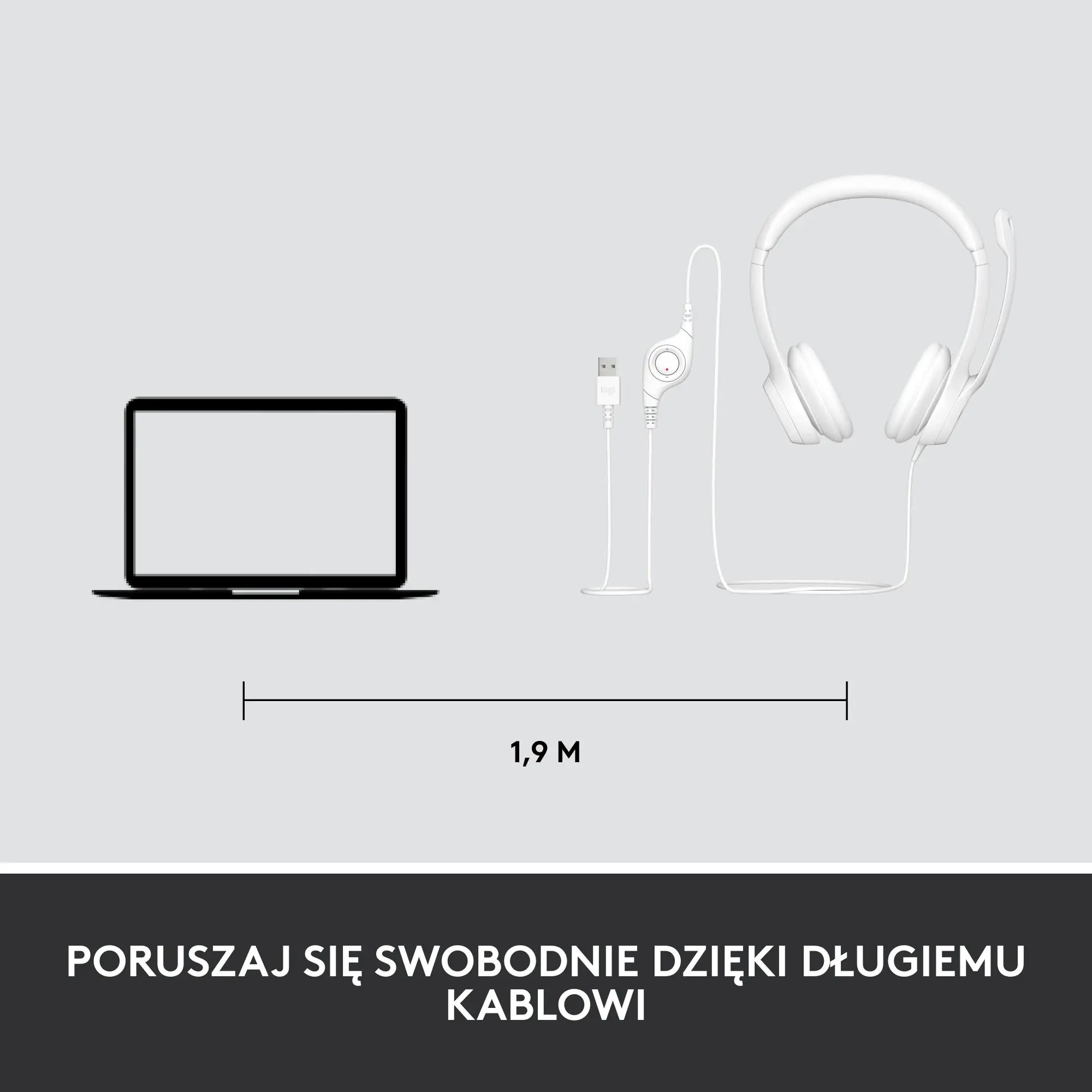 Słuchawki przewodowe z mikrofonem Logitech H390 Nauszne Biały