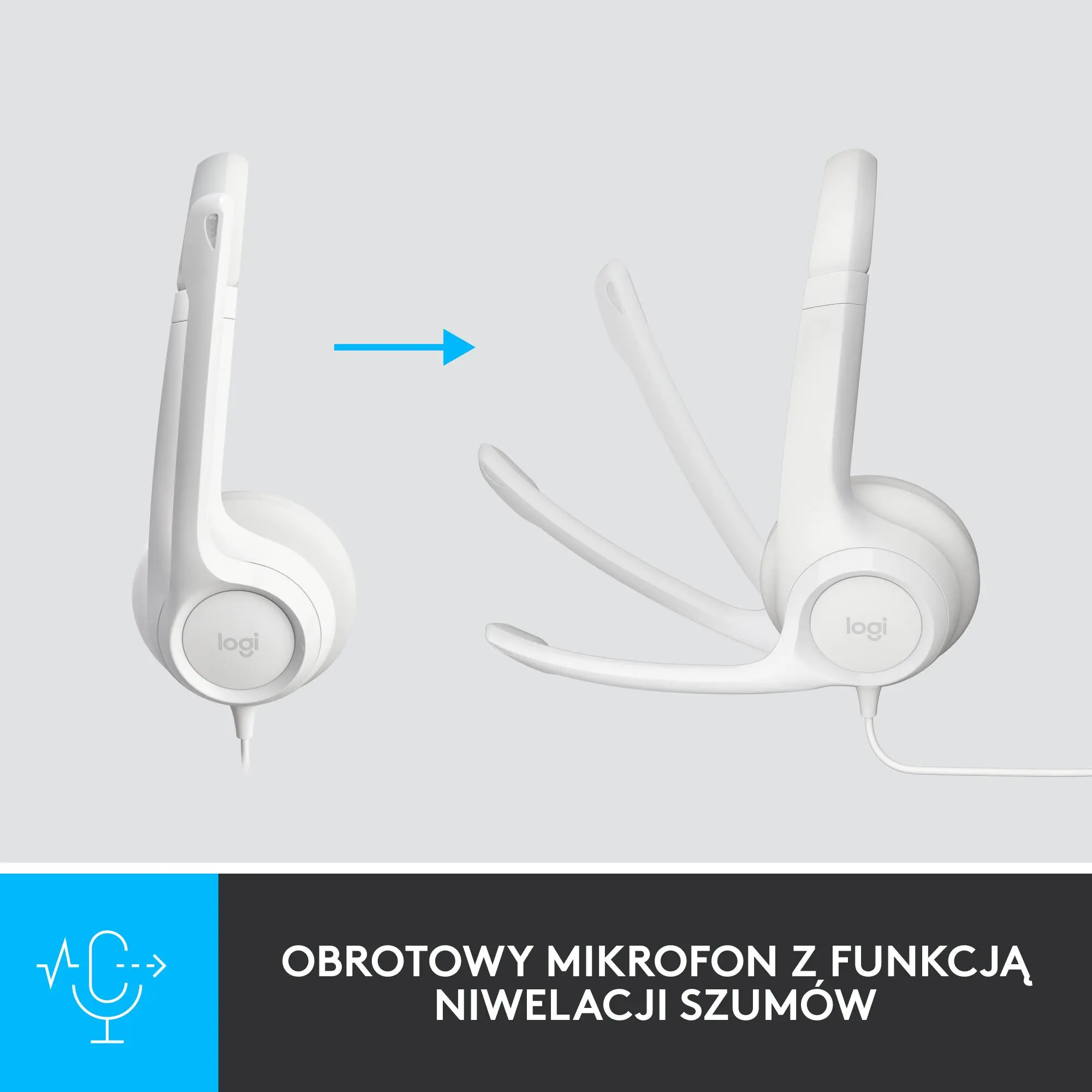 Słuchawki przewodowe z mikrofonem Logitech H390 Nauszne Biały