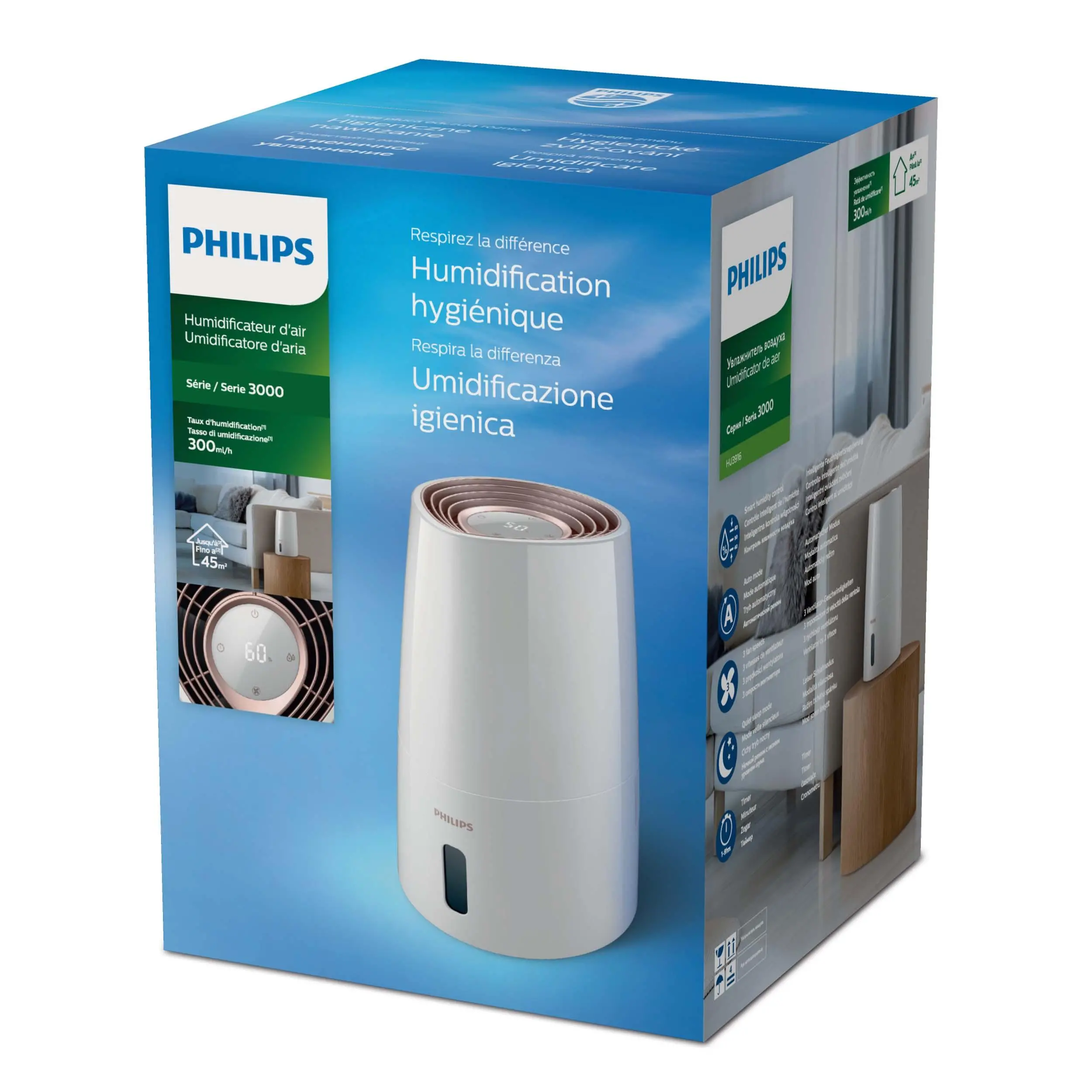 Nawilżacz ewaporacyjny Philips HU3916/10 Higrostat 3l 45m2