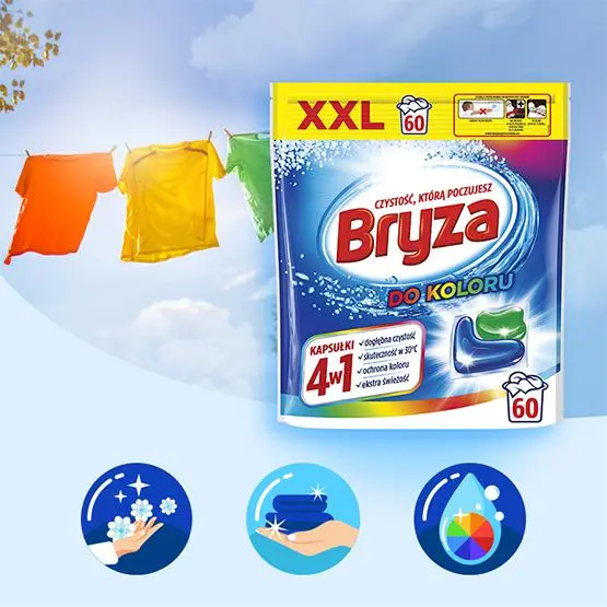 Kapsułki do prania Bryza 4w1 Kapsułki do prania kolorowego 60sztuk