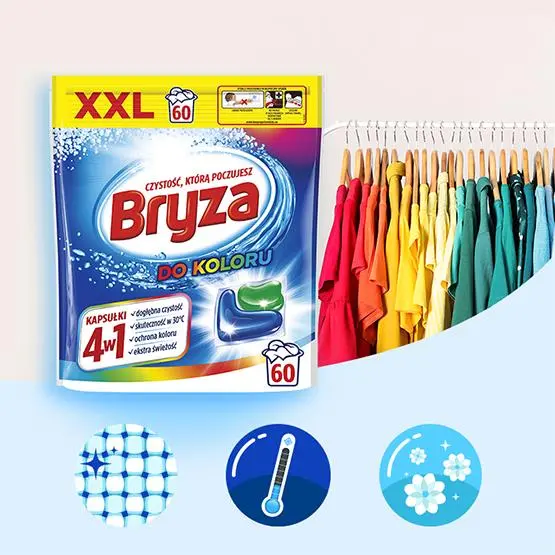Kapsułki do prania Bryza 4w1 Kapsułki do prania kolorowego 60sztuk