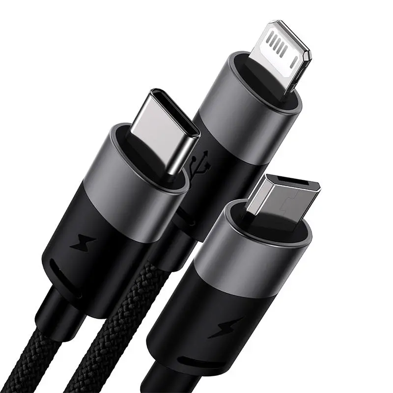 Kabel Baseus 3w1 StarSpeed 3,5A 1,2m Czarny