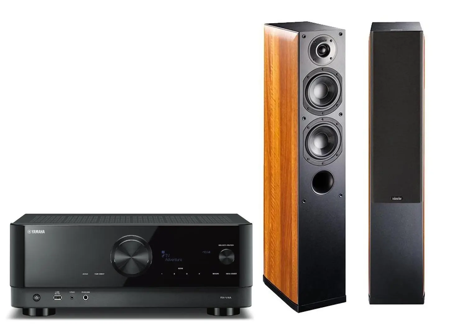 Yamaha MusicCast RX-V4A Czarny, Indiana Line Nota 550 X Orzech