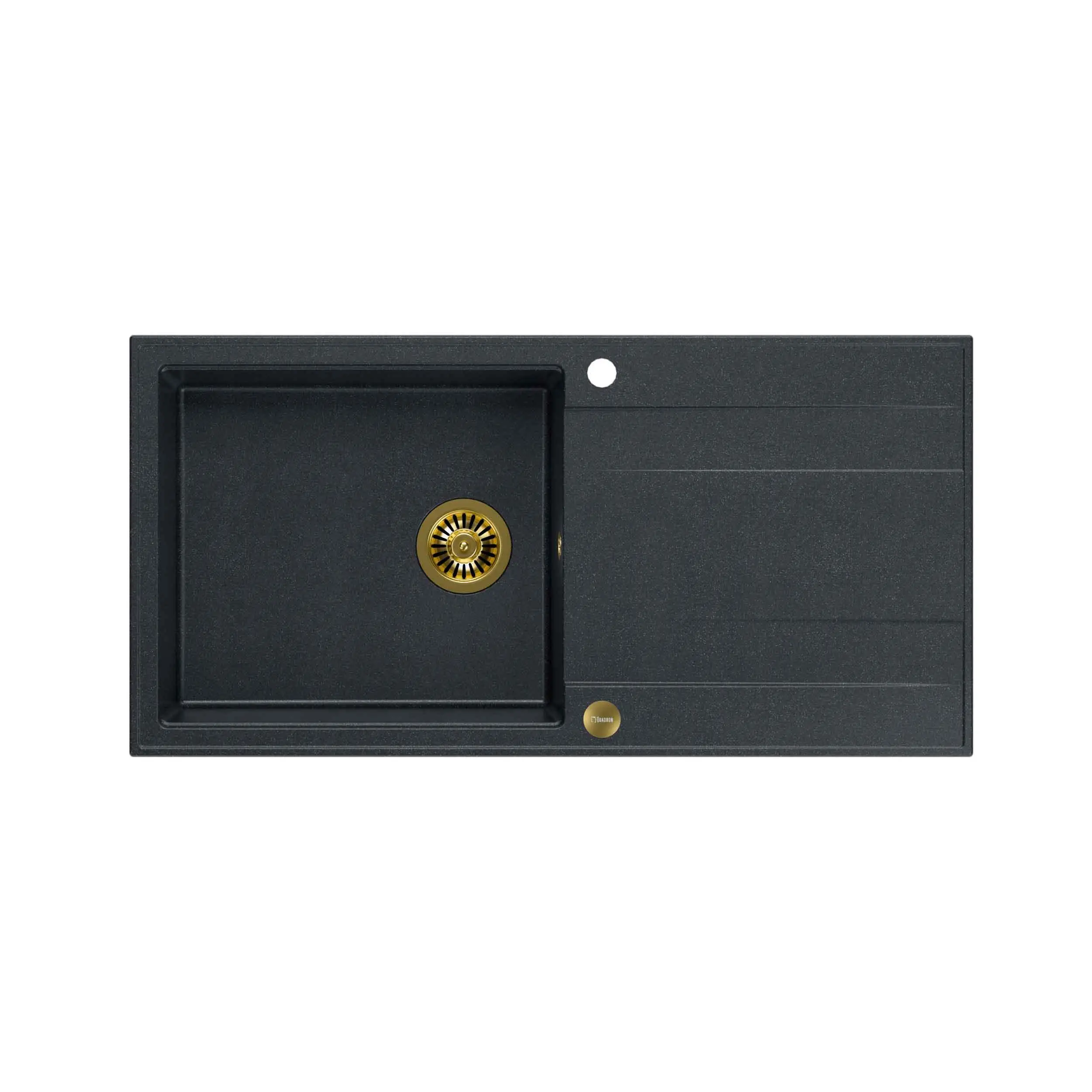 Zlewozmywak Quadron HCQE10050U8_PVDG1 P2O Evan 146 XL Granitowy Czarny metalik/Złoty