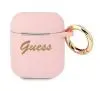 Etui na słuchawki Guess Silicone Vintage Script do AirPods Różowy