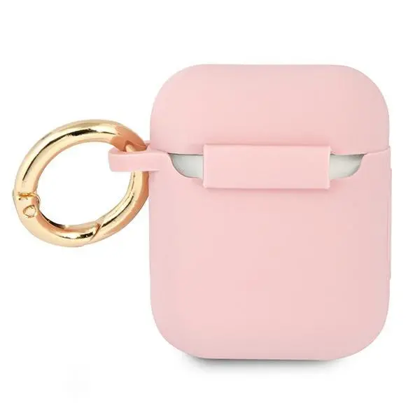 Etui na słuchawki Guess Silicone Vintage Script do AirPods Różowy
