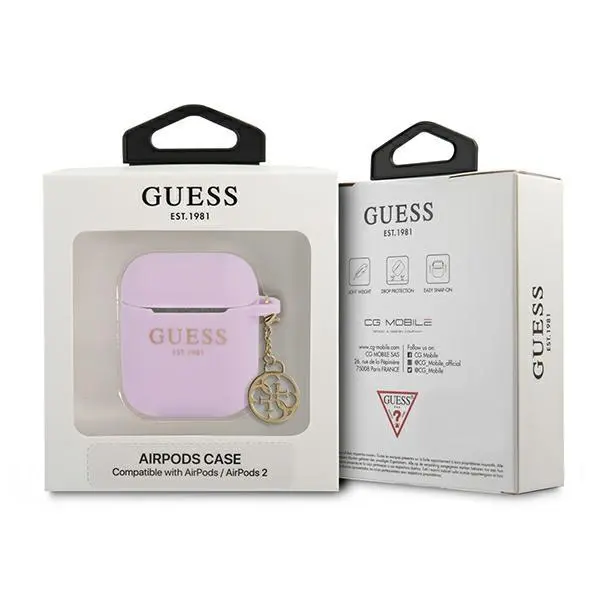 Etui na słuchawki Guess Silicone Charm 4G Collection do AirPods Fioletowy