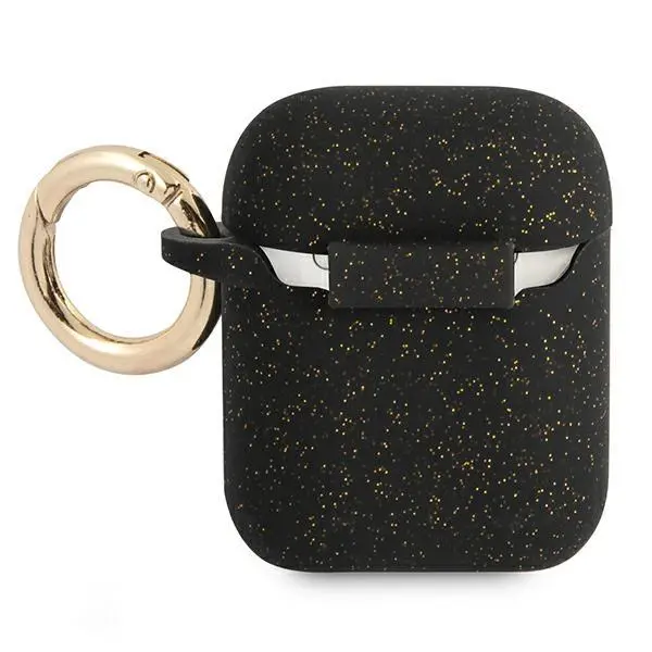Etui na słuchawki Guess Silicone Glitter do AirPods Czarny