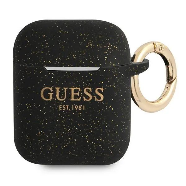 Etui na słuchawki Guess Silicone Glitter do AirPods Czarny