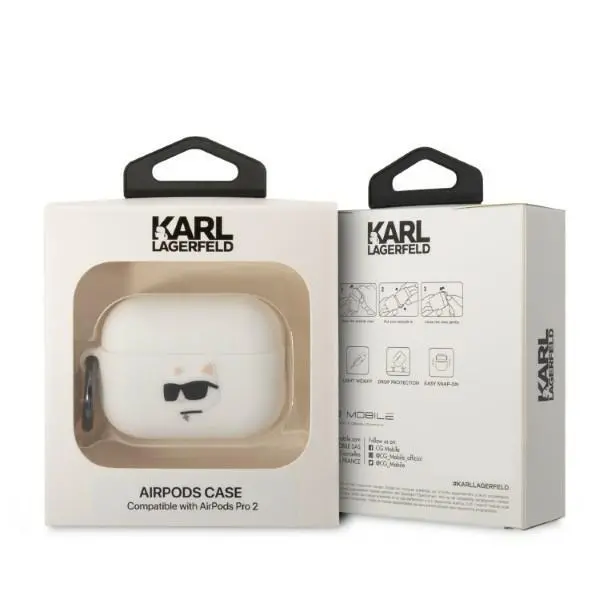 Etui na słuchawki Karl Lagerfeld Silicone Choupette Head 3D do AirPods Pro 2 Biały
