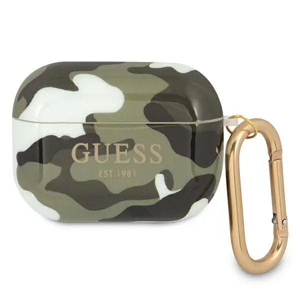 Etui na słuchawki Guess Camo Collection do AirPods Pro Zielony moro