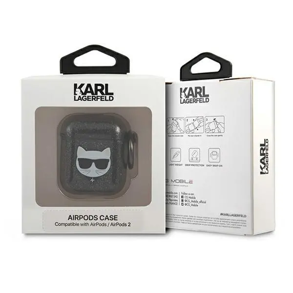 Etui na słuchawki Karl Lagerfeld Glitter Choupette KLA2UCHGK do AirPods Szary