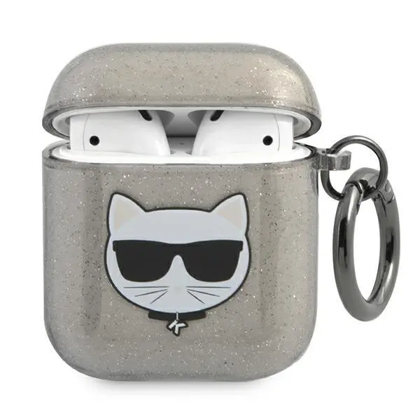 Etui na słuchawki Karl Lagerfeld Glitter Choupette KLA2UCHGK do AirPods Szary