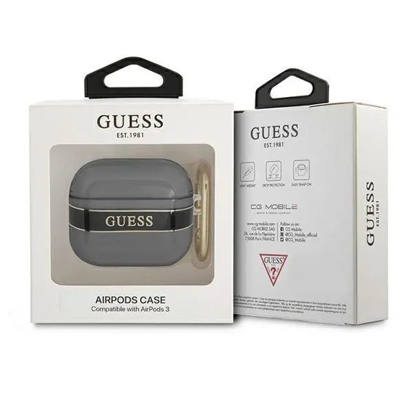 Etui na słuchawki Guess Strap Collection do AirPods 3 Czarny