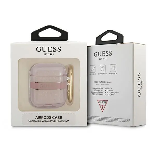 Etui na słuchawki Guess Strap Collection do AirPods Różowy