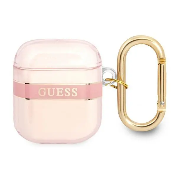 Etui na słuchawki Guess Strap Collection do AirPods Różowy