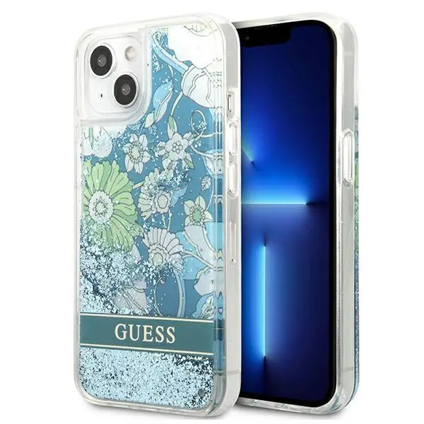 Etui Guess Flower Liquid Glitter GUHCP13MLFLSN do iPhone 13