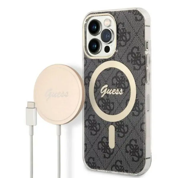 Zestaw Guess GUBPP13XH4EACSK ładowarka indukcyjna + etui 4G Print MagSafe do iPhone 13 Pro Max