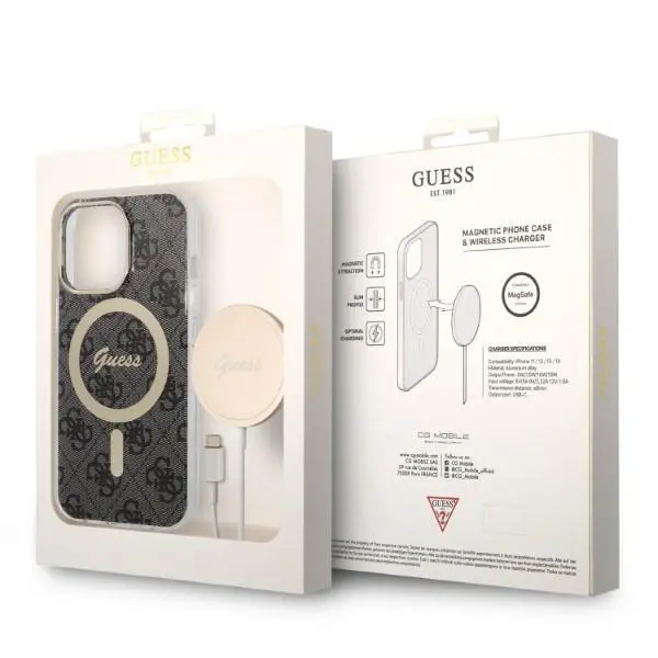 Zestaw Guess GUBPP13XH4EACSK ładowarka indukcyjna + etui 4G Print MagSafe do iPhone 13 Pro Max