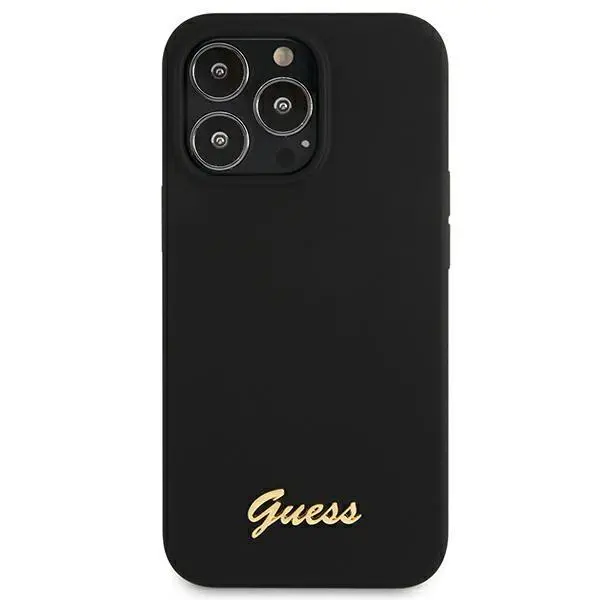 Etui Guess Silicone Script Gold Logo MagSafe GUHMP13LLSLMGBK do iPhone 13 Pro / 13