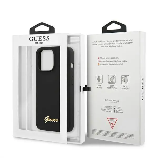 Etui Guess Silicone Script Gold Logo MagSafe GUHMP13LLSLMGBK do iPhone 13 Pro / 13
