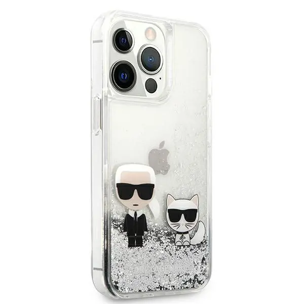 Etui Karl Lagerfeld Liquid Glitter Karl&Choupette KLHCP13XGKCS do iPhone 13 Pro Max
