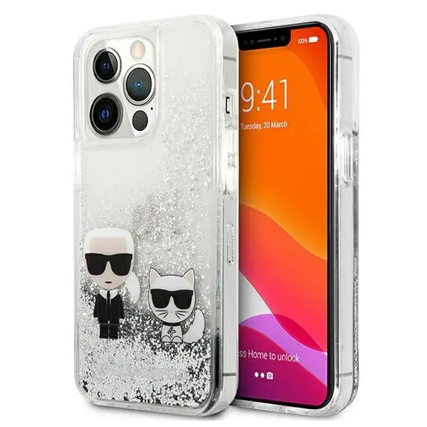 Etui Karl Lagerfeld Liquid Glitter Karl&Choupette KLHCP13XGKCS do iPhone 13 Pro Max