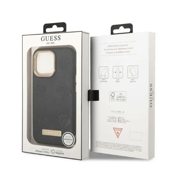 Etui Guess Peony Logo Plate MagSafe GUHMP13LSAPSTK do iPhone 13 Pro / 13