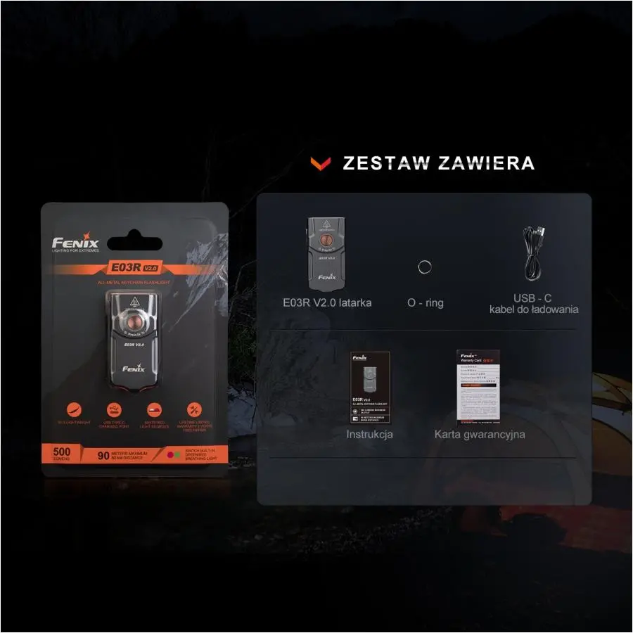 Latarka Fenix E03R V2.0 Szary
