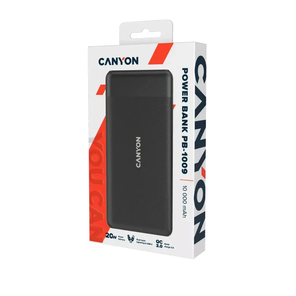 Powerbank Canyon PB-109 Czarny 10000mAh 20W Biały