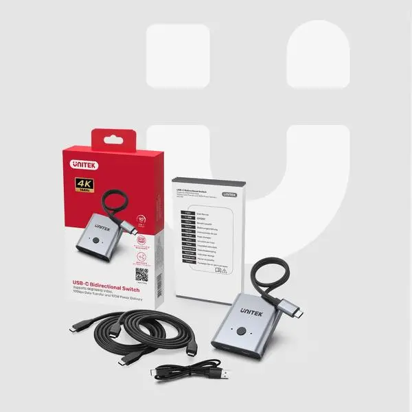 Przełącznik Unitek Dwukierunkowy USB-C 4K D1078A Szary