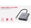 Adapter Unitek V1404B, USB-C na 2x HDMI 4K MST Szary