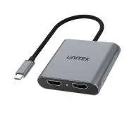 Unitek V1404B, USB-C na 2x HDMI 4K MST Szary