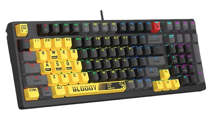 Klawiatura mechaniczna A4tech Bloody S98 Sports Lime BLMS Red Czarno-żółty