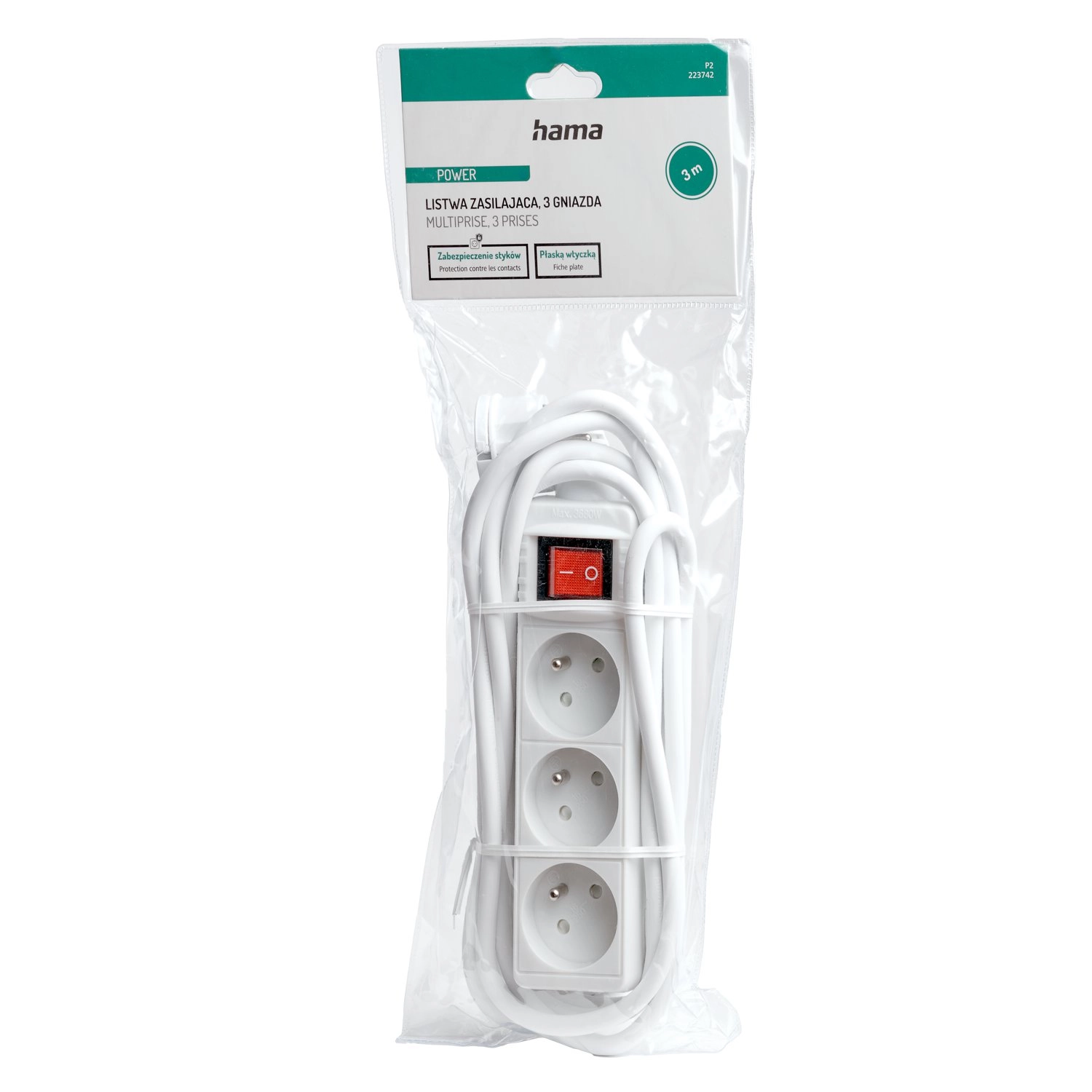 Listwa Hama P2223742 Standard 3 gniazda 3m Biały