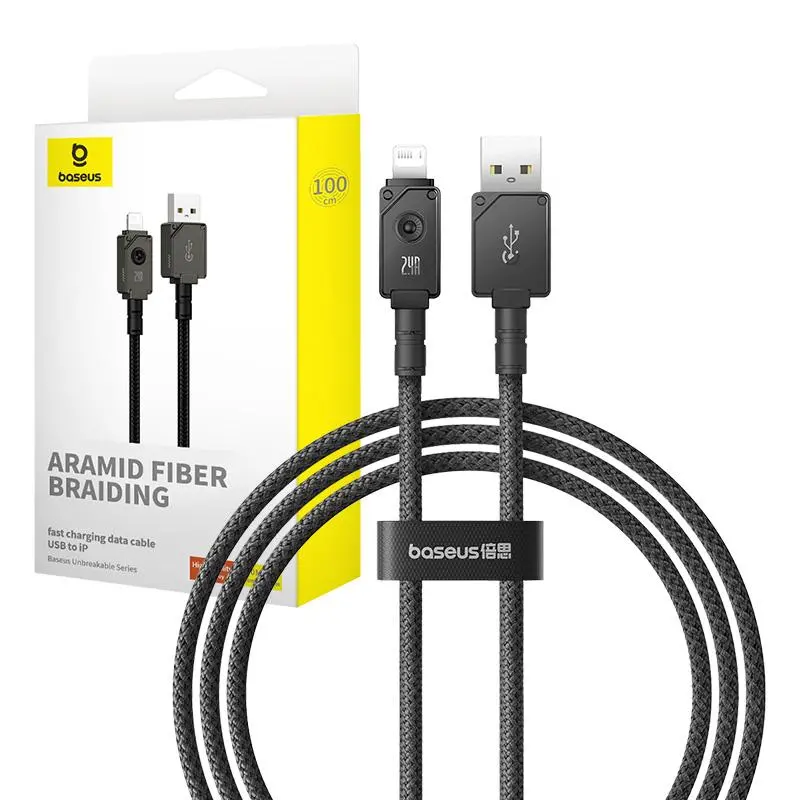 Kabel Baseus ARAMID FIBER USB-A do Lightning 2,4A 1m Czarny