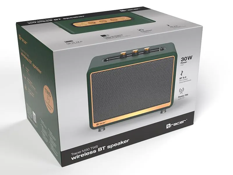 Głośnik Bluetooth Tracer M30 TWS 30W Radio FM Zielony