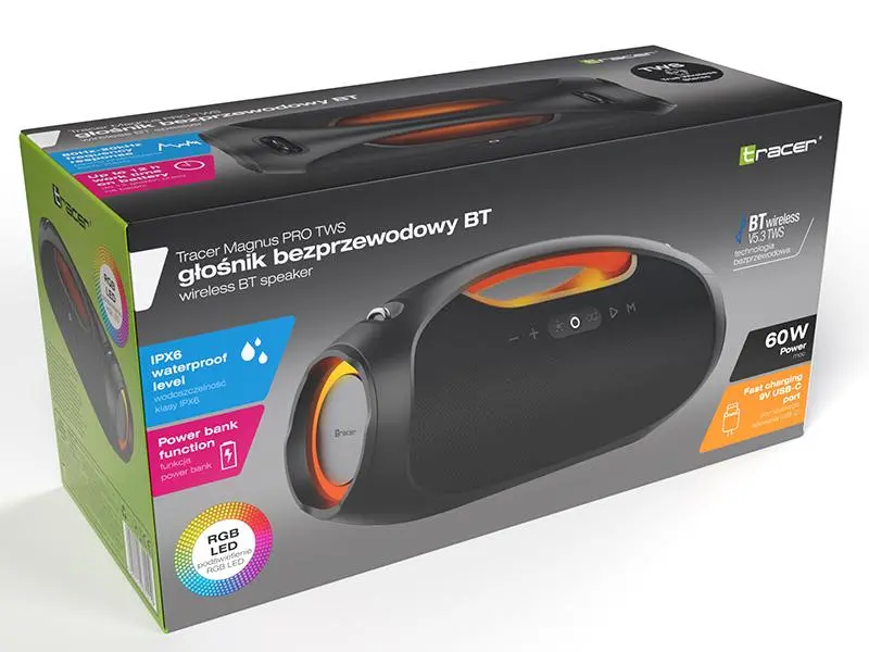 Głośnik Bluetooth Tracer Magnus PRO TWS 60W Czarny