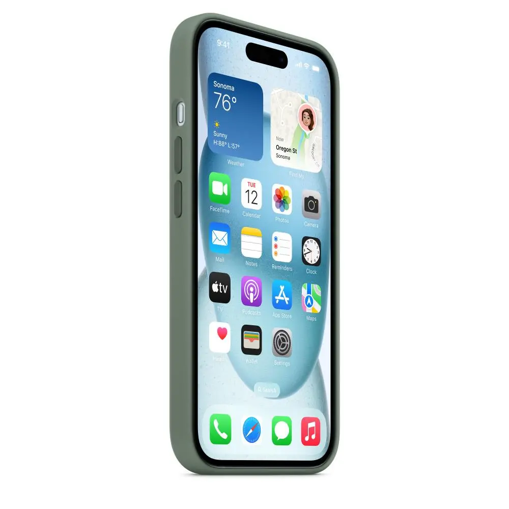 Etui Apple silikonowe z MagSafe do iPhone 15 Cyprysowy