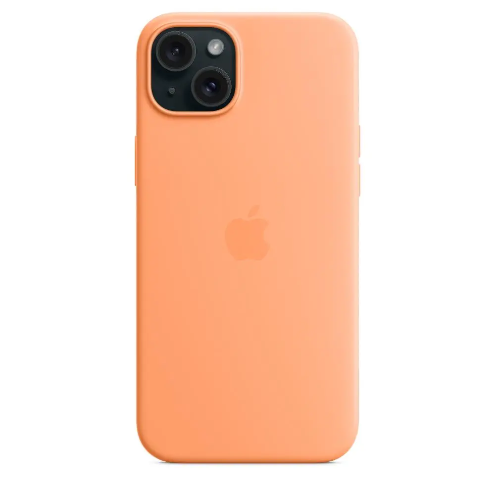 Etui Apple silikonowe z MagSafe do iPhone 15 Plus Pomarańczowy sorbet