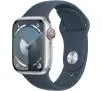 Apple Watch Series 9 GPS + Cellular koperta 41mm z aluminium Srebrny pasek sportowy Niebieski S/M